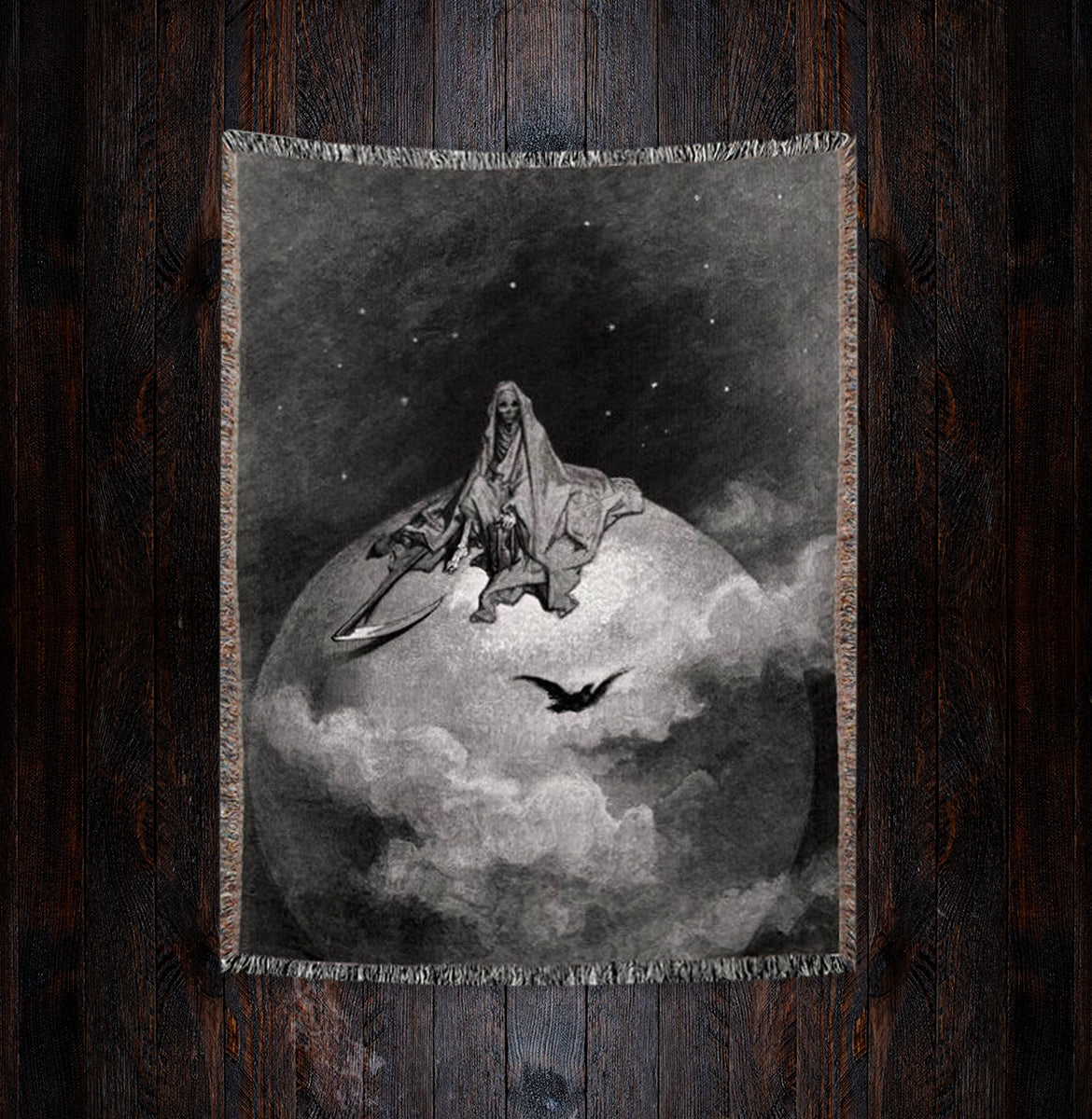 Death on the Pale Horse Gustave Doré Woven Art Blanket – Dark Art and Craft