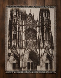 Cathedral Portal of Saint-Ouen, Rouen Woven Cotton Blanket | Gothic Home Décor