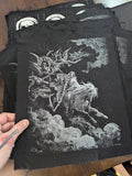 The Fourth Horseman of the Apocalypse Hand Screen Printed Back Patch – Raw 12 oz Canvas – 11" x 14"