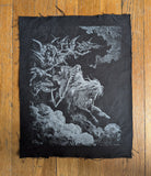The Fourth Horseman of the Apocalypse Hand Screen Printed Back Patch – Raw 12 oz Canvas – 11" x 14"