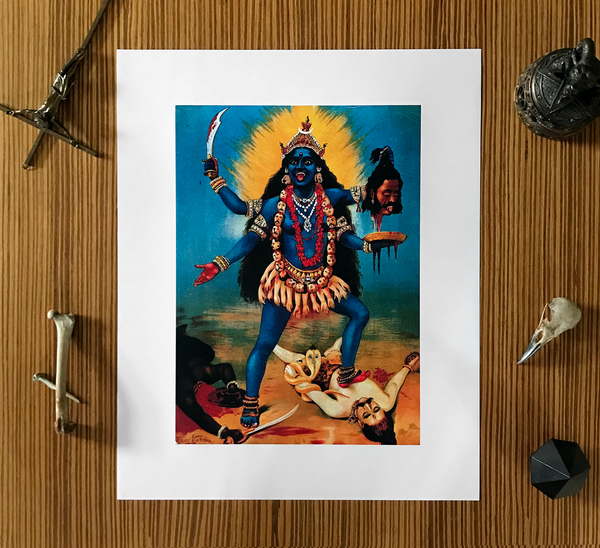 Kali Raja Ravi Kali Trampling Shiva Raja Ravi Varma Art Poster – Dark Art and Craft
