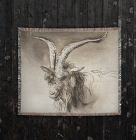 Head of a occult Goat Woven Blanket 