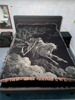 Gustave Dore Art blanket on Queen size bed