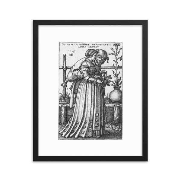 dark witch art print The Lady and Death by Sebald Beham